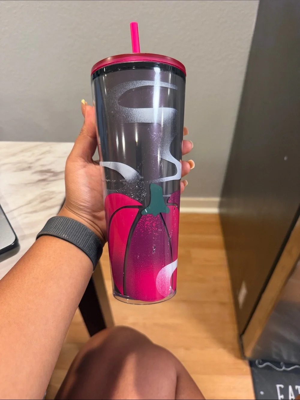Starbucks 2023 halloween camera flash-activated holographic/ iradescent pumpkin